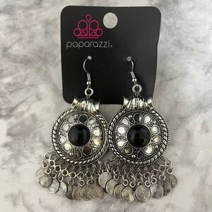 Paparazzi Silver and Black Filigree Earrings